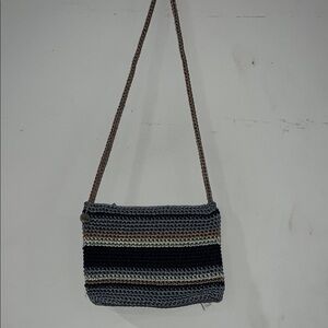 The Sak Black and Gray Crochet Crossbody Bag